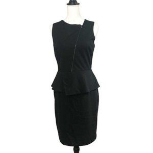 Banana Republic Sleeveless Black Peplum Dress with Asymmetrical Zipper size 6